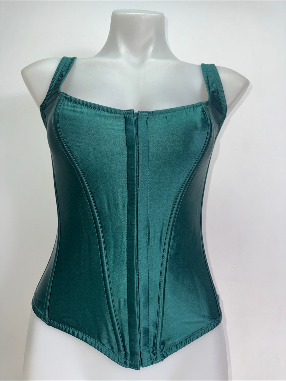Victoria's Secret Teal Satin Boned Corset Top Sz M NWT
